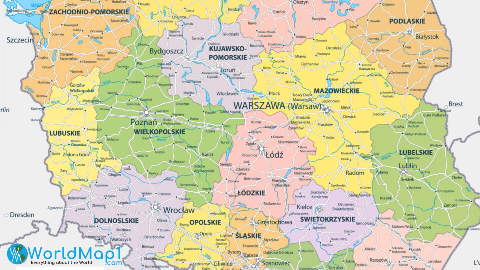 Free Printable Poland Map